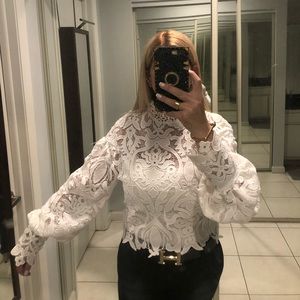 VIP: Italian Handmade lace blouse, Stunning white one of a kind.
